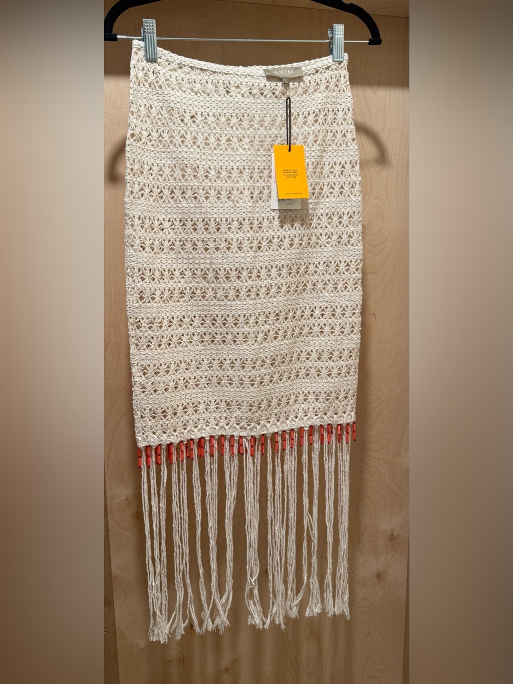 Anim Cotton Crochet Skirt With Fringes And Beads Size XSmall New